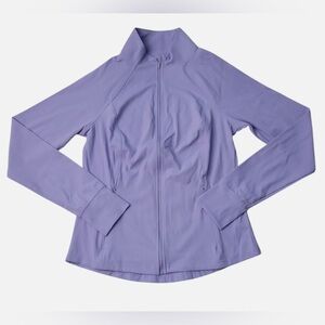 Purple Utility Jacket with Standing Collar and Full-Zip Front